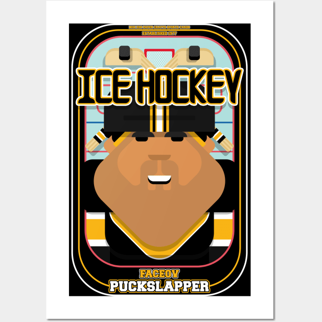 Ice Hockey Black and Yellow - Faceov Puckslapper - Seba version Wall Art by Boxedspapercrafts